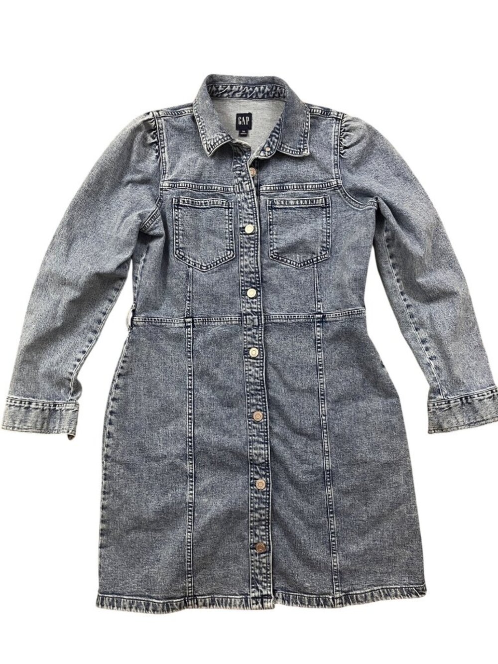Gap VTG Inspired Denim Jean Shirt Dress Womens 10  Coastal Cowgirl Boho-Chic 90s